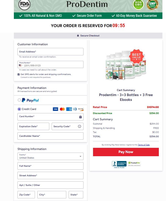 ProDentim Secured Order Page